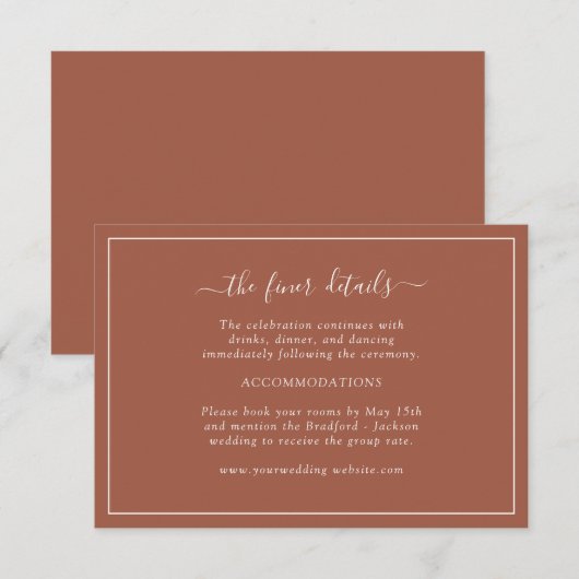 Terracotta Wedding Details Kaart (Voorkant / Achterkant)
