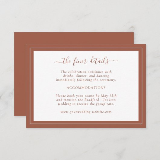 Terracotta Wedding Details Kaart (Voorkant / Achterkant)