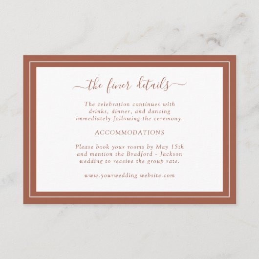 Terracotta Wedding Details Kaart (Voorkant)
