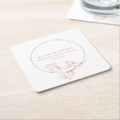 Terracotta Wedding Floral gepersonaliseerd Kartonnen Onderzetters (Schuin)