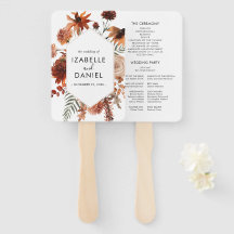 Terracotta Wedding Floral Rustic Programme Hand Fa