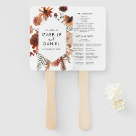 Terracotta Wedding Floral Rustic Programme Hand Fa Handwaaier