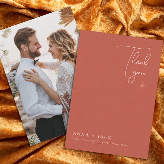 Terracotta Wedding Foto Dank je wel Bedankkaart