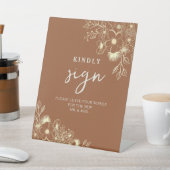 Terracotta Wedding Guest Book Reclamebord Met Voetstuk (Insitu)