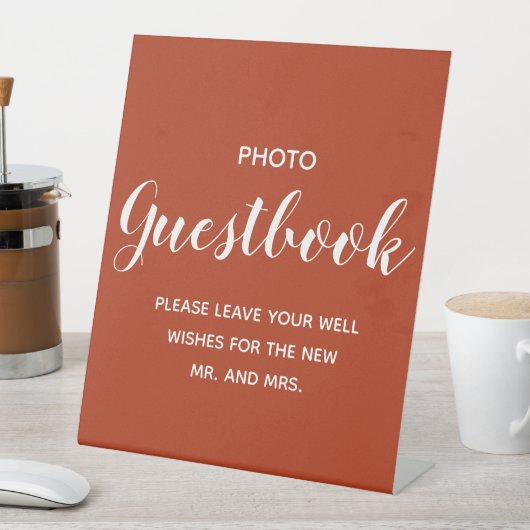 Terracotta Wedding Guest book  Reclamebord Met Voetstuk (Insitu)