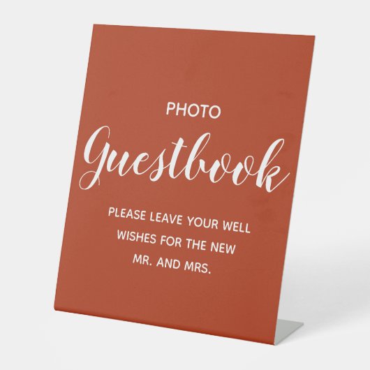 Terracotta Wedding Guest book  Reclamebord Met Voetstuk (Voorkant)