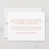 Terracotta Wedding Hartelijk dank Bedankkaart (Achterkant)