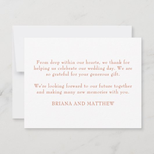 Terracotta Wedding Hartelijk dank Bedankkaart (Achterkant)