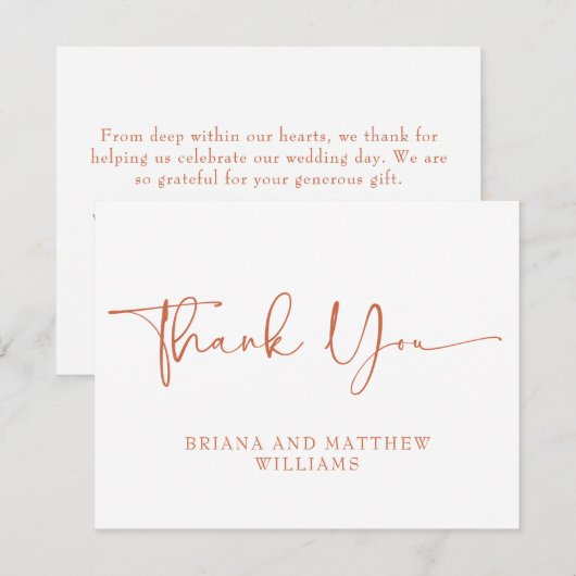 Terracotta Wedding Hartelijk dank Bedankkaart (Voorkant / Achterkant)