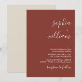 Terracotta Wedding Invitation Kaart (Voorkant / Achterkant)