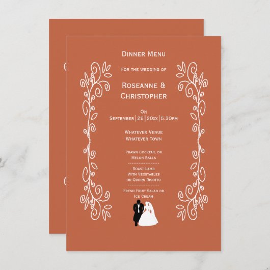 Terracotta Wedding Menu Bruid Groom Design (Voorkant / Achterkant)