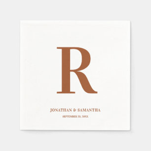 Terracotta Wedding Monogram Modern Napkins Servet