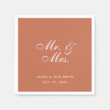 Terracotta Wedding Mr en Mrs Brown White Script