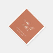 Terracotta Wedding Mr en Mrs Brown White Script Servet (Hoek)