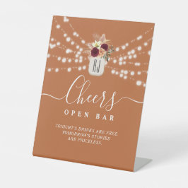 Terracotta Wedding Open Bar Deal Sign Reclamebord Met Voetstuk