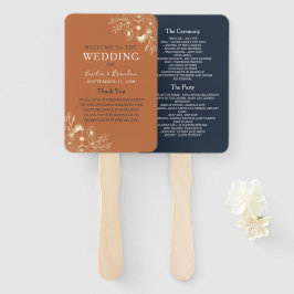 Terracotta Wedding Program Hand Fan Handwaaier