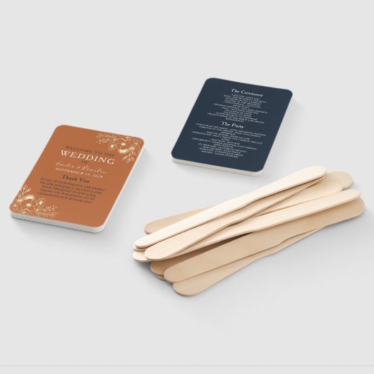 Terracotta Wedding Program Hand Fan Handwaaier (Niet-gemonteerd)