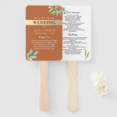 Terracotta Wedding Programme Handwaaier (Voorkant en achterkant)