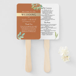 Terracotta Wedding Programme Handwaaier