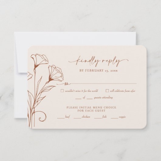 Terracotta Wedding RSVP Reply Kaart (Voorkant)