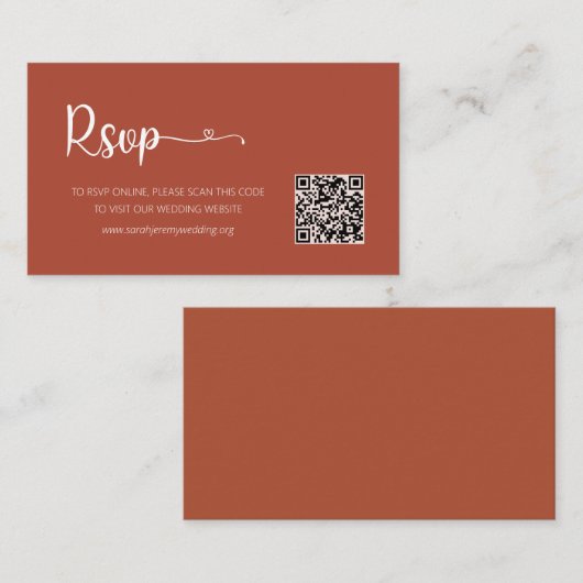 Terracotta Wedding RSVP Website Enclosure Card Informatiekaartje (Voorkant / Achterkant)