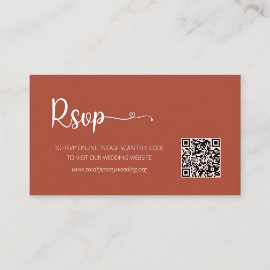 Terracotta Wedding RSVP Website Enclosure Card Informatiekaartje (Voorkant)