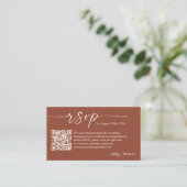 Terracotta Wedding RSVP Website QR Code Foto Informatiekaartje (Staand voorkant)