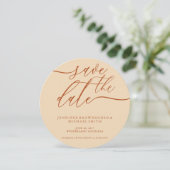 Terracotta Wedding Save Date Photo Calligraphy Save The Date (Staand voorkant)