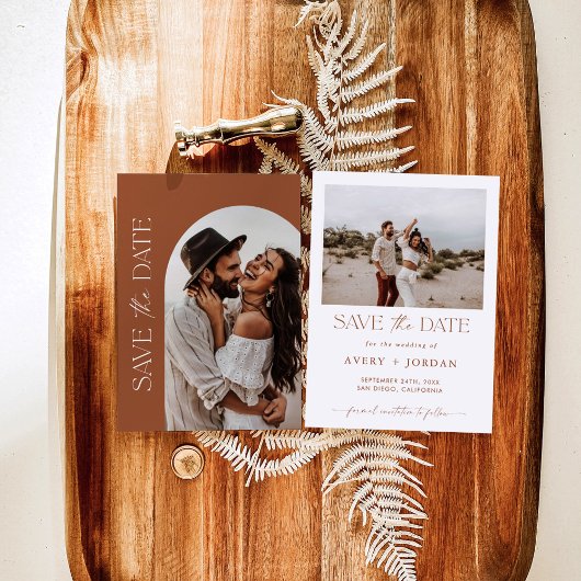 Terracotta Wedding Save the Date, Boho Save Dates Kaart