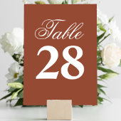 Terracotta Wedding Script Table Number Sign Kaart