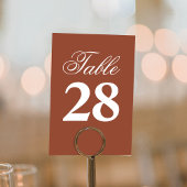 Terracotta Wedding Script Table Number Sign  Kaart