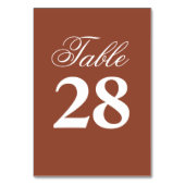 Terracotta Wedding Script Table Number Sign Kaart (Voorkant)