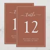 Terracotta Wedding Table Number (Voorkant / Achterkant)