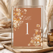 Terracotta Wedding Table Numbers, Floral Elegant