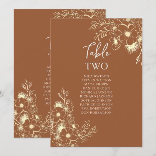 Terracotta Wedding Table Seating Chart (Voorkant / Achterkant)