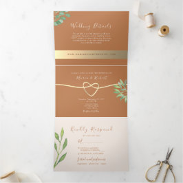 Terracotta Wedding Tri-Fold Invitation Drieluik Uitnodiging