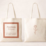 Terracotta Wedding Welcome Bag Tote with Rose<br><div class="desc">A stylish terracotta wedding welcome bag tote featuring a modern minimalist label design on the front and a delicate rose illustration on the back. Inspired by warm desert and boho wedding aesthetics, this elegant tote is perfect for welcoming guests with thoughtful gifts and essentials during your wedding weekend. The earthy...</div>
