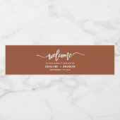 Terracotta Welcome Lettering Custom Wedding Waterfles Etiket (Enkel label)