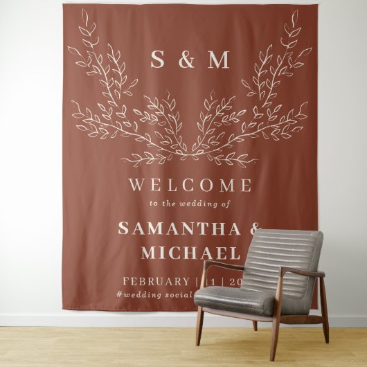 Terracotta Welkom op de bruiloft Ivy Wandkleed (In situ)