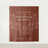 Terracotta Welkom op de bruiloft Tiny Flower Wandkleed (Voorkant)