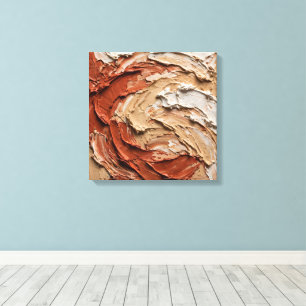 Terracotta Wervelende Abstracte Schildering - Zand Canvas Afdruk