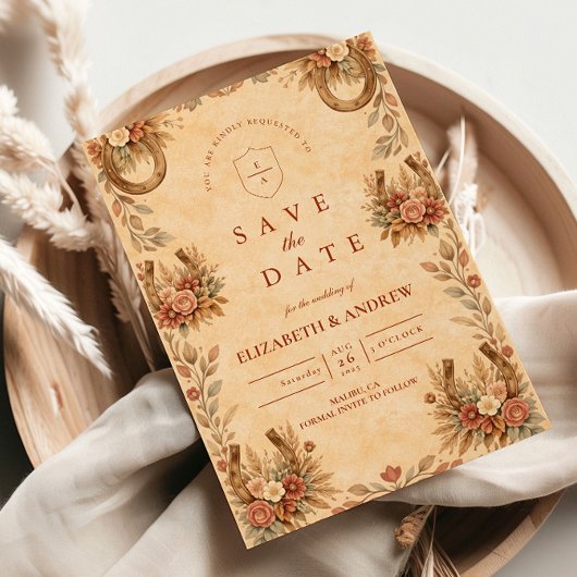 Terracotta Westerse Bloemen Bruiloft Save The Date