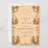 Terracotta Westerse Bloemen Bruiloft Save The Date (Voorkant)