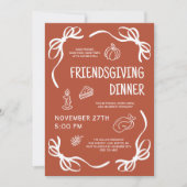 Terracotta Whimsical Hand Drawn Bow Friendsgiving Kaart (Voorkant)