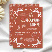 Terracotta Whimsical Hand Drawn Bow Friendsgiving Kaart