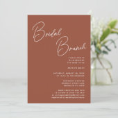 Terracotta Whimsical Script Chique Bridal Brunch Kaart (Staand voorkant)