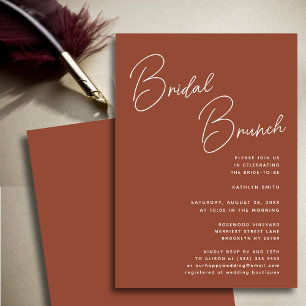 Terracotta Whimsical Script Chique Bridal Brunch Kaart