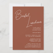 Terracotta Whimsical Script Chique Bridal Luncheon Kaart (Voorkant)