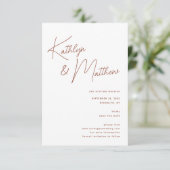 Terracotta Whimsical Script Minimalistisch Modern Save The Date (Staand voorkant)