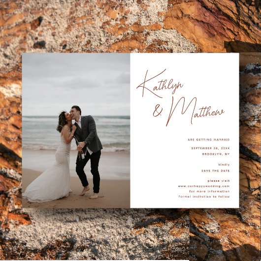 Terracotta Whimsical Script Modern Save The Date Magnetische Uitnodiging